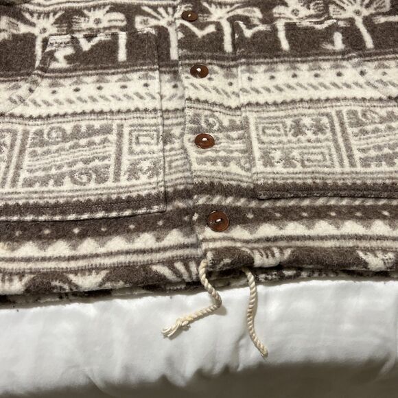 Wool Ecuador Hoodie Vest Aztec Southwestern Tribal Pockets XL MISSING BUTTON - Picture 4 of 11